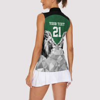 Kenya Rugby Custom Women Sleeveless Polo Shirt Green Kenyan 22-23 Motif - Wonder Print Shop