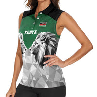 Kenya Rugby Custom Women Sleeveless Polo Shirt Green Kenyan 22-23 Motif - Wonder Print Shop