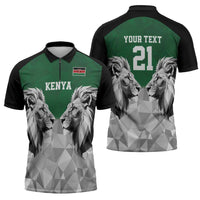 Kenya Rugby Custom Zipper Polo Shirt Green Kenyan 22-23 Motif - Wonder Print Shop