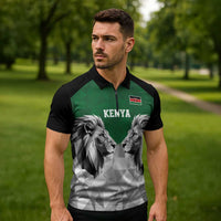 Kenya Rugby Custom Zipper Polo Shirt Green Kenyan 22-23 Motif - Wonder Print Shop