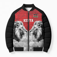 Kenya Rugby Custom Bomber Puffer Jacket Red Kenyan 22-23 Motif - Wonder Print Shop