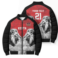 Kenya Rugby Custom Bomber Puffer Jacket Red Kenyan 22-23 Motif - Wonder Print Shop