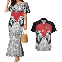 Kenya Rugby Custom Couples Matching Mermaid Dress and Hawaiian Shirt Red Kenyan 22-23 Motif - Wonder Print Shop