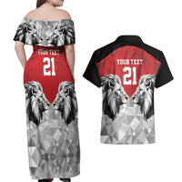 Kenya Rugby Custom Couples Matching Off Shoulder Maxi Dress and Hawaiian Shirt Red Kenyan 22-23 Motif - Wonder Print Shop