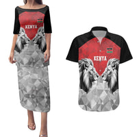 Kenya Rugby Custom Couples Matching Puletasi and Hawaiian Shirt Red Kenyan 22-23 Motif - Wonder Print Shop