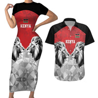 Kenya Rugby Custom Couples Matching Short Sleeve Bodycon Dress and Hawaiian Shirt Red Kenyan 22-23 Motif - Wonder Print Shop