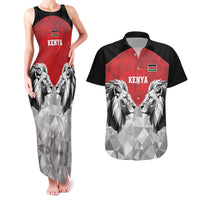 Kenya Rugby Custom Couples Matching Tank Maxi Dress and Hawaiian Shirt Red Kenyan 22-23 Motif - Wonder Print Shop