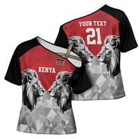 Kenya Rugby Custom Cross Shoulder Shirt Red Kenyan 22-23 Motif - Wonder Print Shop