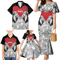 Kenya Rugby Custom Family Matching Mermaid Dress and Hawaiian Shirt Red Kenyan 22-23 Motif - Wonder Print Shop