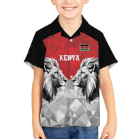 Kenya Rugby Custom Family Matching Off The Shoulder Long Sleeve Dress and Hawaiian Shirt Red Kenyan 22-23 Motif - Wonder Print Shop