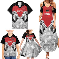 Kenya Rugby Custom Family Matching Summer Maxi Dress and Hawaiian Shirt Red Kenyan 22-23 Motif - Wonder Print Shop