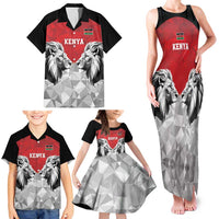 Kenya Rugby Custom Family Matching Tank Maxi Dress and Hawaiian Shirt Red Kenyan 22-23 Motif - Wonder Print Shop