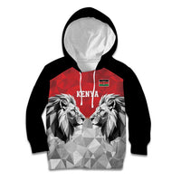 Kenya Rugby Custom Kid Hoodie Red Kenyan 22-23 Motif - Wonder Print Shop
