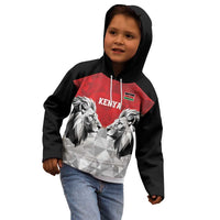 Kenya Rugby Custom Kid Hoodie Red Kenyan 22-23 Motif - Wonder Print Shop