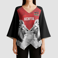 Kenya Rugby Custom Kimono Sleeve Blouse Red Kenyan 22-23 Motif - Wonder Print Shop
