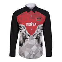 Kenya Rugby Custom Long Sleeve Button Shirt Red Kenyan 22-23 Motif - Wonder Print Shop