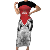 Kenya Rugby Custom Short Sleeve Bodycon Dress Red Kenyan 22-23 Motif - Wonder Print Shop