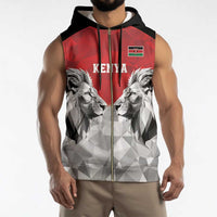 Kenya Rugby Custom Sleeveless Zip Hoodie Red Kenyan 22-23 Motif - Wonder Print Shop