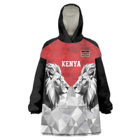 Kenya Rugby Custom Wearable Blanket Hoodie Red Kenyan 22-23 Motif - Wonder Print Shop