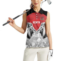 Kenya Rugby Custom Women Sleeveless Polo Shirt Red Kenyan 22-23 Motif - Wonder Print Shop
