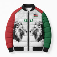 Kenya Rugby Custom Bomber Puffer Jacket White Kenyan 22-23 Motif - Wonder Print Shop