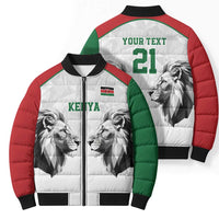 Kenya Rugby Custom Bomber Puffer Jacket White Kenyan 22-23 Motif - Wonder Print Shop