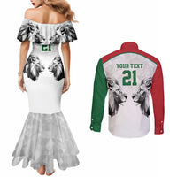 Kenya Rugby Custom Couples Matching Mermaid Dress and Long Sleeve Button Shirt White Kenyan 22-23 Motif - Wonder Print Shop