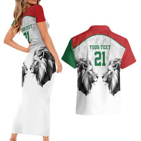 Kenya Rugby Custom Couples Matching Short Sleeve Bodycon Dress and Hawaiian Shirt White Kenyan 22-23 Motif - Wonder Print Shop