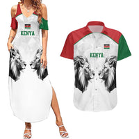 Kenya Rugby Custom Couples Matching Summer Maxi Dress and Hawaiian Shirt White Kenyan 22-23 Motif - Wonder Print Shop