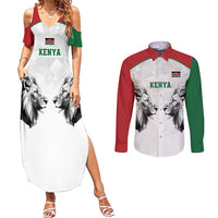 Kenya Rugby Custom Couples Matching Summer Maxi Dress and Long Sleeve Button Shirt White Kenyan 22-23 Motif - Wonder Print Shop