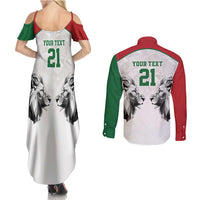 Kenya Rugby Custom Couples Matching Summer Maxi Dress and Long Sleeve Button Shirt White Kenyan 22-23 Motif - Wonder Print Shop