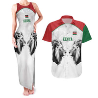 Kenya Rugby Custom Couples Matching Tank Maxi Dress and Hawaiian Shirt White Kenyan 22-23 Motif - Wonder Print Shop
