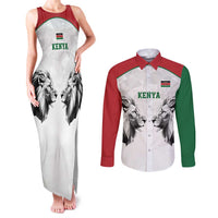 Kenya Rugby Custom Couples Matching Tank Maxi Dress and Long Sleeve Button Shirt White Kenyan 22-23 Motif - Wonder Print Shop