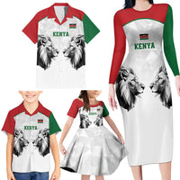 Kenya Rugby Custom Family Matching Long Sleeve Bodycon Dress and Hawaiian Shirt White Kenyan 22-23 Motif - Wonder Print Shop
