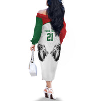 Kenya Rugby Custom Family Matching Off The Shoulder Long Sleeve Dress and Hawaiian Shirt White Kenyan 22-23 Motif - Wonder Print Shop