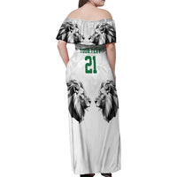 Kenya Rugby Custom Family Matching Off Shoulder Maxi Dress and Hawaiian Shirt White Kenyan 22-23 Motif - Wonder Print Shop