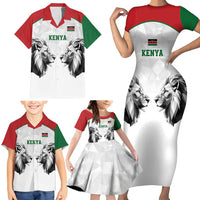 Kenya Rugby Custom Family Matching Short Sleeve Bodycon Dress and Hawaiian Shirt White Kenyan 22-23 Motif - Wonder Print Shop