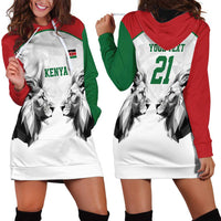 Kenya Rugby Custom Hoodie Dress White Kenyan 22-23 Motif - Wonder Print Shop