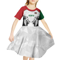 Kenya Rugby Custom Kid Short Sleeve Dress White Kenyan 22-23 Motif - Wonder Print Shop