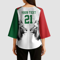 Kenya Rugby Custom Kimono Sleeve Blouse White Kenyan 22-23 Motif - Wonder Print Shop