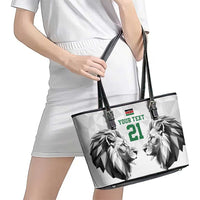 Kenya Rugby Custom Leather Tote Bag White Kenyan 22-23 Motif - Wonder Print Shop