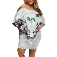 Kenya Rugby Custom Off Shoulder Short Dress White Kenyan 22-23 Motif - Wonder Print Shop
