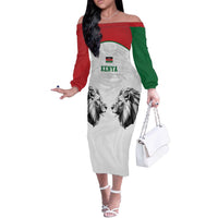 Kenya Rugby Custom Off The Shoulder Long Sleeve Dress White Kenyan 22-23 Motif - Wonder Print Shop