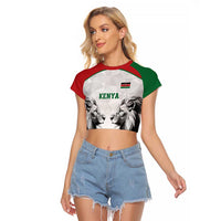 Kenya Rugby Custom Raglan Cropped T Shirt White Kenyan 22-23 Motif - Wonder Print Shop