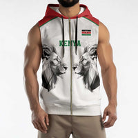 Kenya Rugby Custom Sleeveless Zip Hoodie White Kenyan 22-23 Motif - Wonder Print Shop