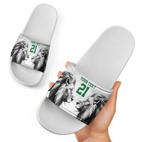 Kenya Rugby Custom Slide Sandals White Kenyan 22-23 Motif - Wonder Print Shop