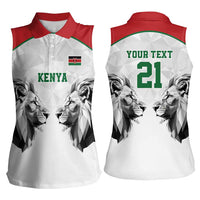 Kenya Rugby Custom Women Sleeveless Polo Shirt White Kenyan 22-23 Motif - Wonder Print Shop