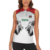 Kenya Rugby Custom Women Sleeveless Polo Shirt White Kenyan 22-23 Motif - Wonder Print Shop