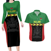 Malawi Cricket Custom Couples Matching Long Sleeve Bodycon Dress and Hawaiian Shirt Malawi Chevron Pattern - Wonder Print Shop