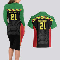 Malawi Cricket Custom Couples Matching Long Sleeve Bodycon Dress and Hawaiian Shirt Malawi Chevron Pattern - Wonder Print Shop